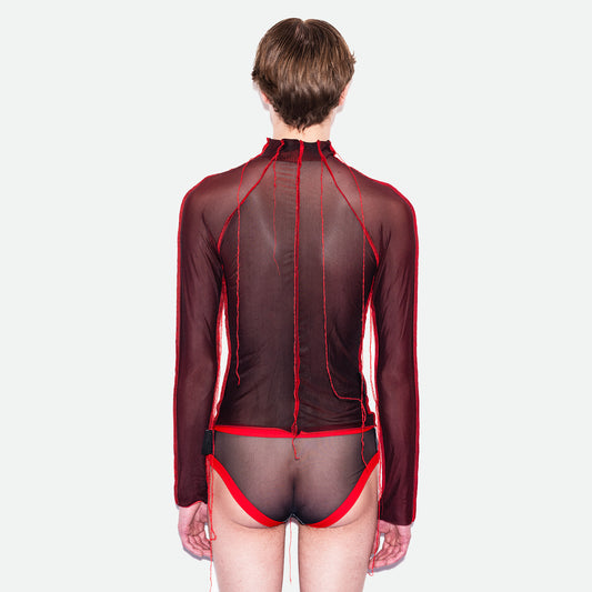 FUTURISTIC MESH LONG SLEEVES RED & BLACK