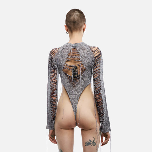 SPARKLE SLICED BODYSUIT by NUR HEKTOR