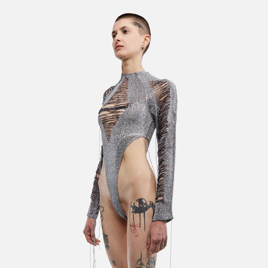 SPARKLE SLICED BODYSUIT by NUR HEKTOR