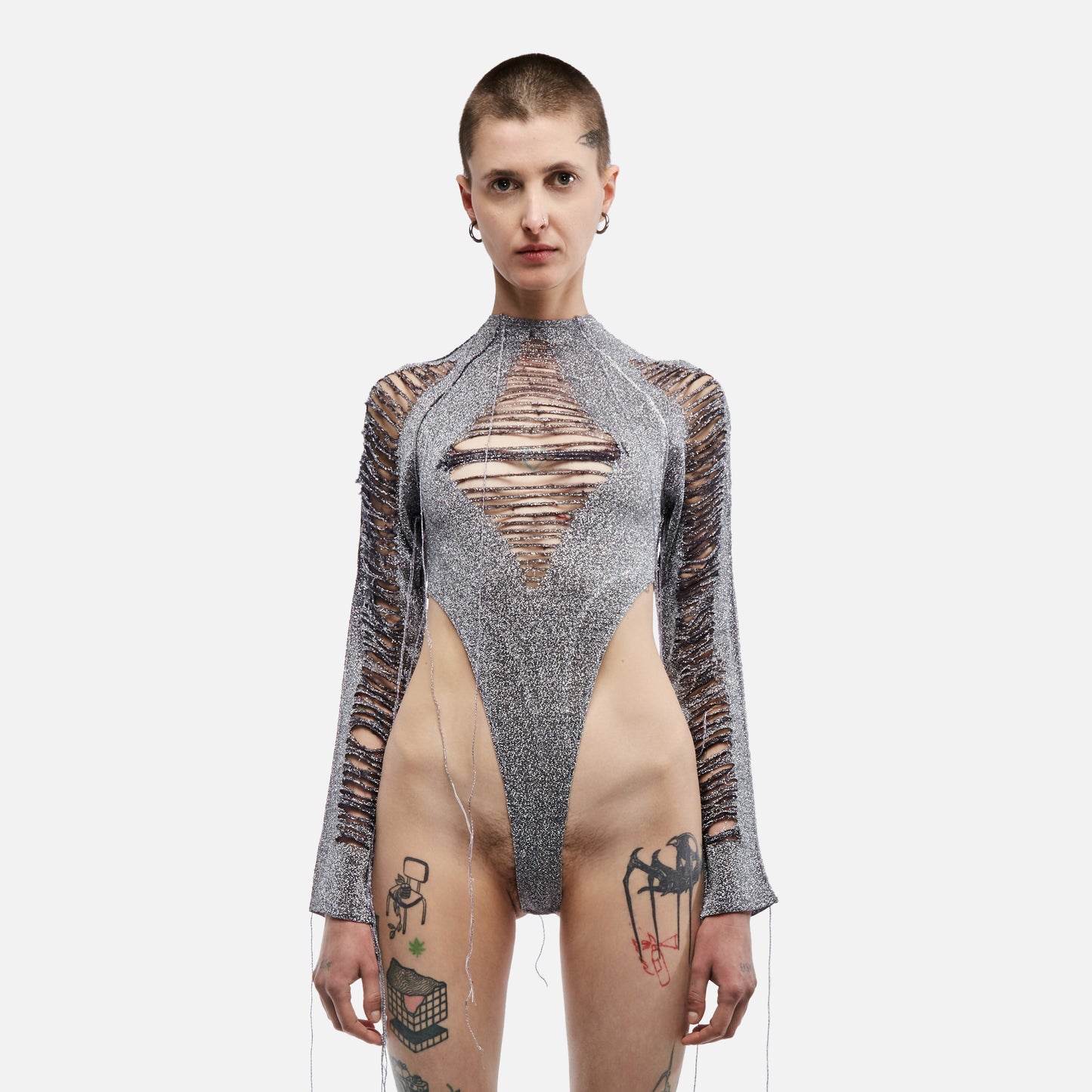 SPARKLE SLICED BODYSUIT by NUR HEKTOR
