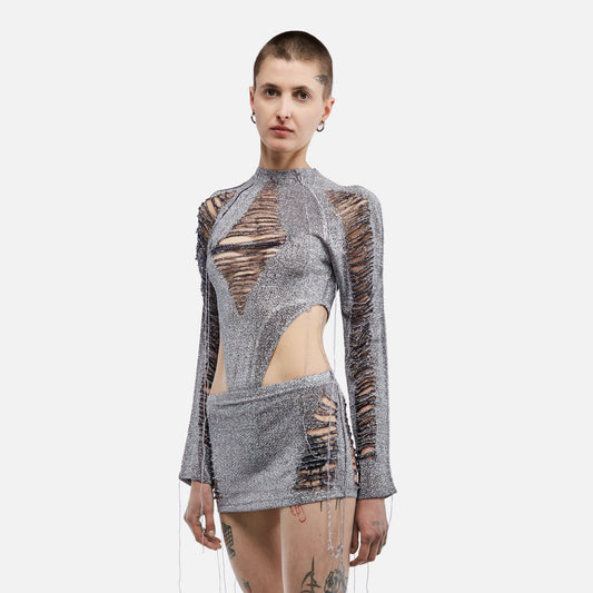 SPARKLE SLICED MINI SKIRT by NUR HEKTOR
