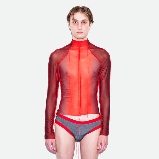 FUTURISTIC MESH LONG SLEEVES RED & BLACK