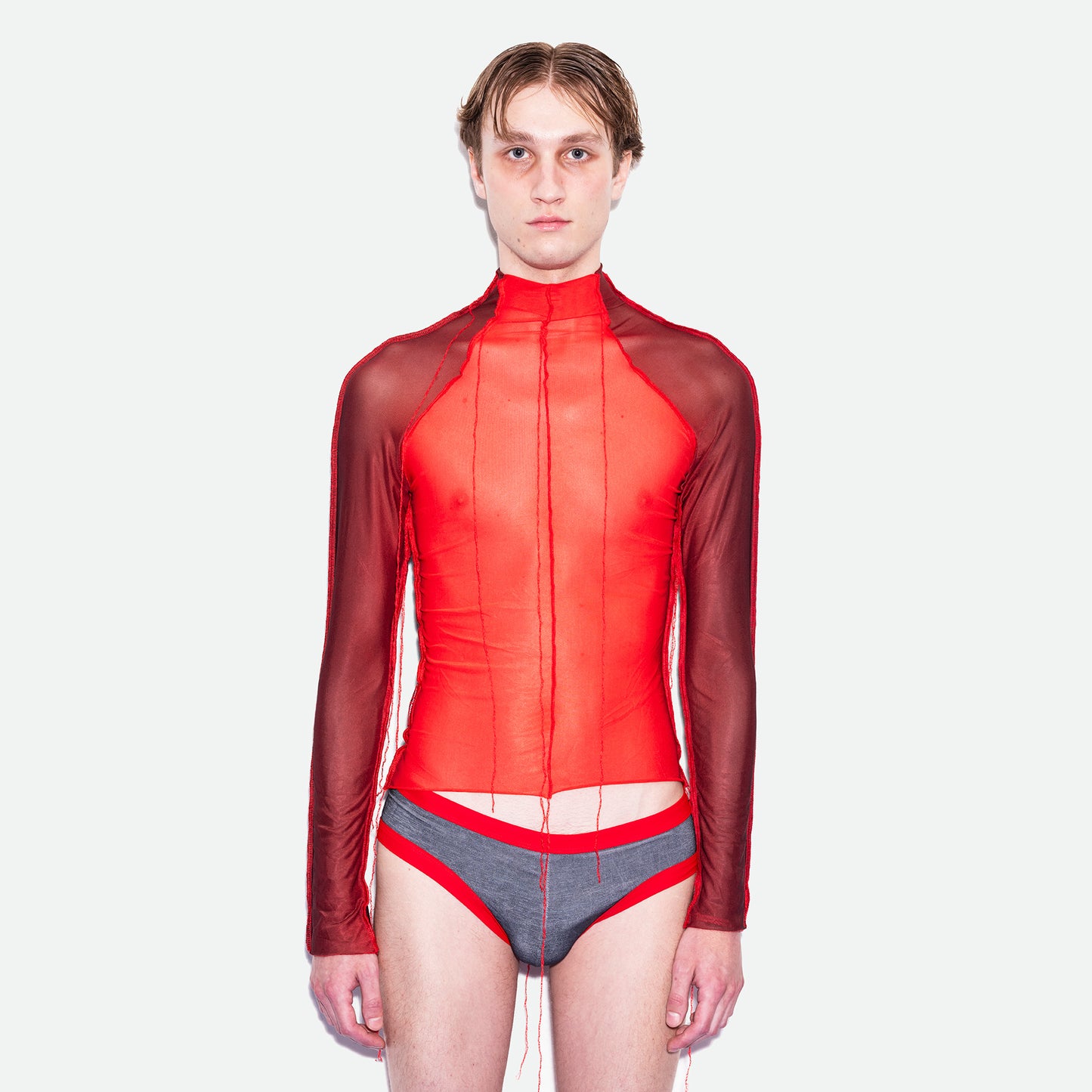 FUTURISTIC MESH LONG SLEEVES RED & BLACK