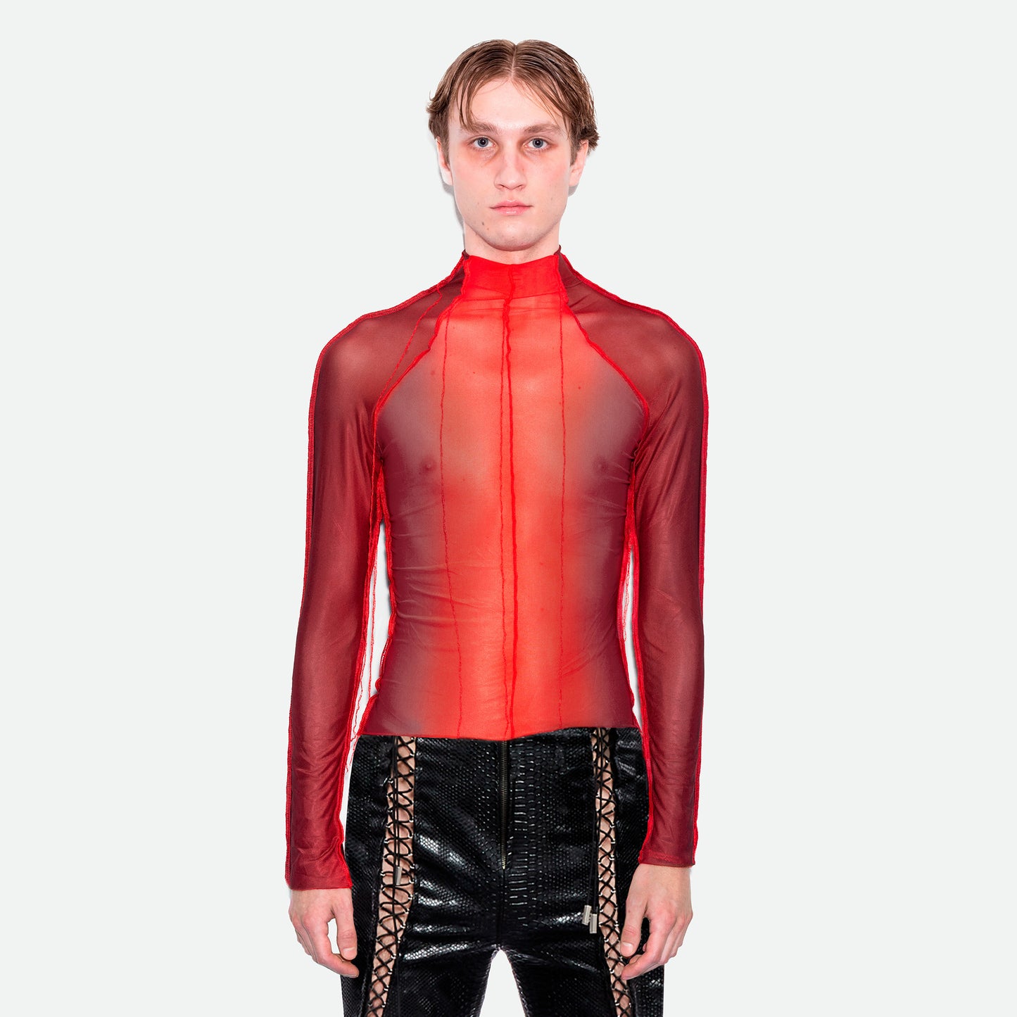 FUTURISTIC MESH LONG SLEEVES RED & BLACK