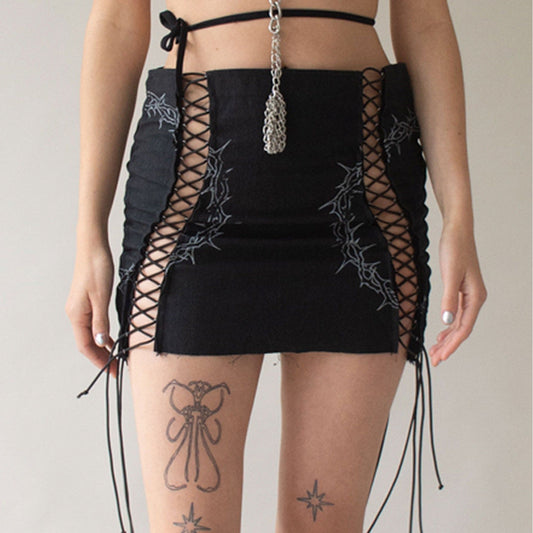 Denim black Skirt corset band 