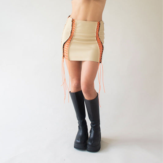 PVC Skin colored skirt with corset band
