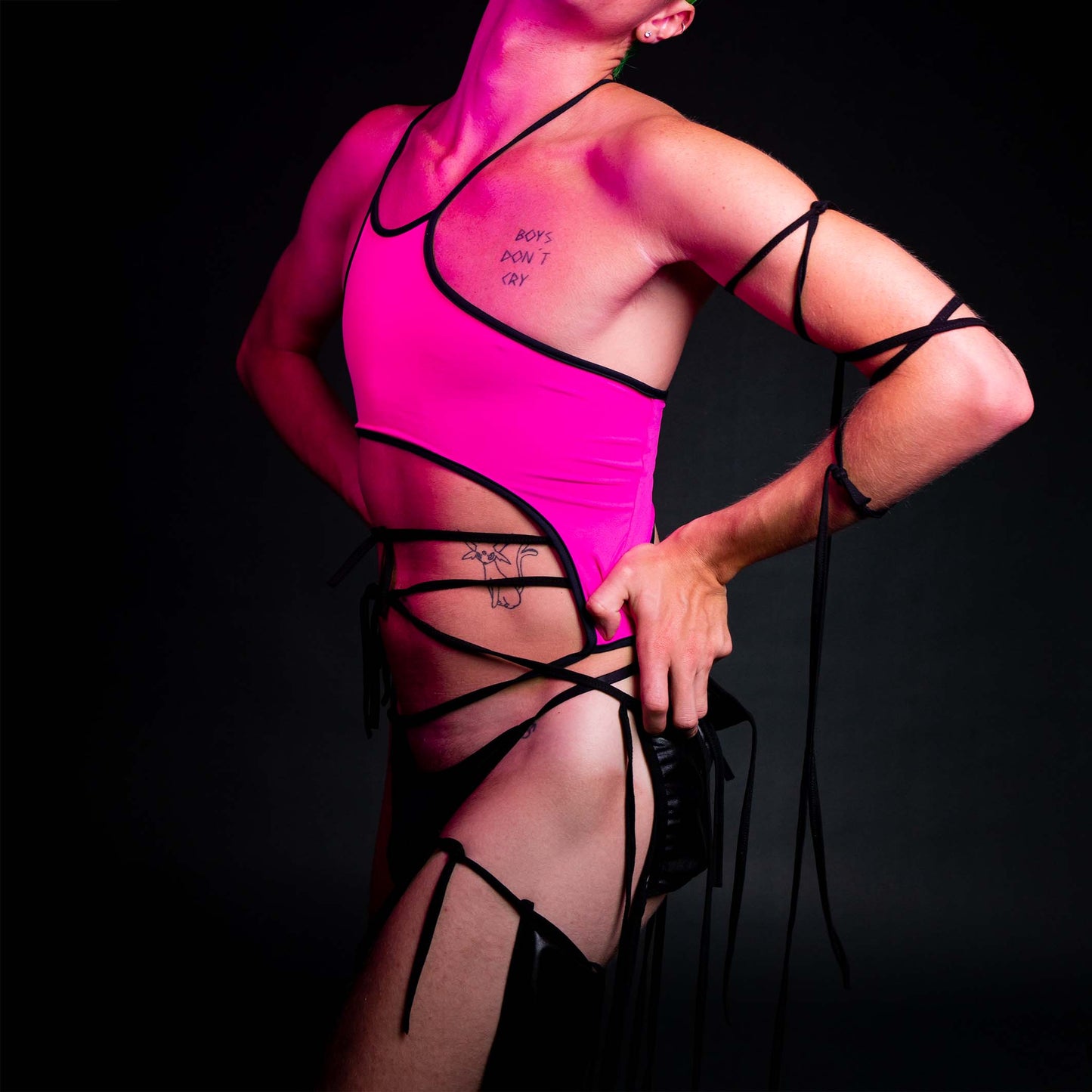 pink fluor top, asymmetric genderless